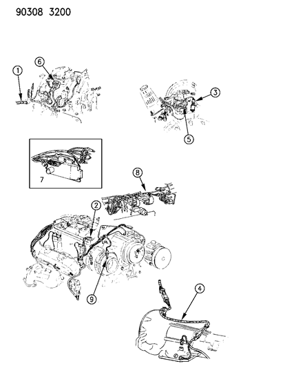 1992 Dodge D150 Wiring - Engine - Front End & Related Parts Diagram 1 - Thumbnail