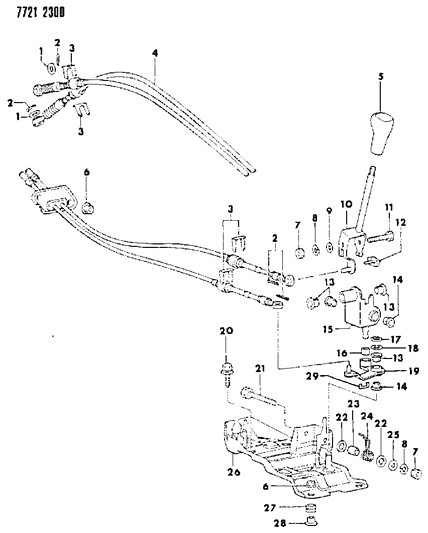 1987 Dodge Colt Controls, Gearshift of Manual Transmission Diagram