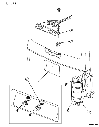 1995 Dodge Grand Caravan Lamp, Quarter Panel Tail, Stop, Turn Signal, Right Diagram for 4399731