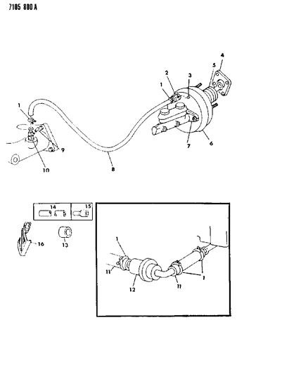 1987 Dodge 600 Boot, Brake Booster Push Rod (Bendix) J, K, G, E Body Diagram for 4294158