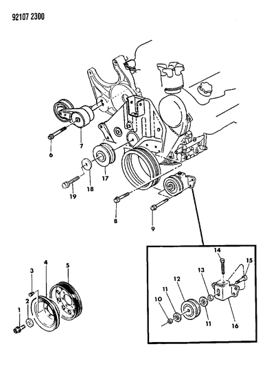 1992 Chrysler LeBaron GTC Drive Pulleys Diagram 2 - Thumbnail