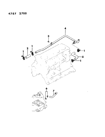 1984 Dodge Ram 50 Water Hose & Pipe Diagram 3 - Thumbnail