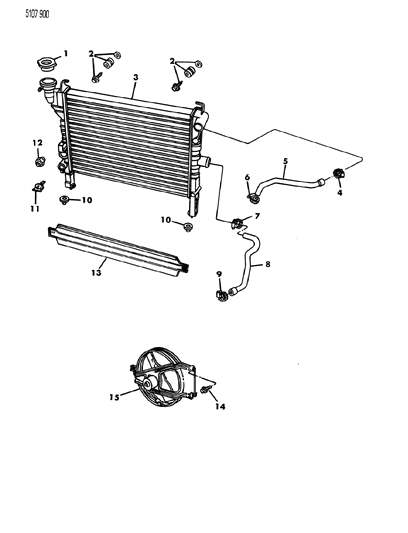 1985 Dodge Omni Radiator & Related Parts Diagram 1 - Thumbnail