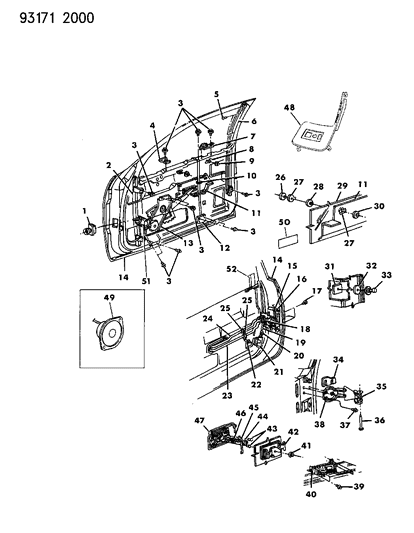 1993 Chrysler LeBaron GTC Door, Front Complete Less Weatherstrip And Runs Diagram 1 - Thumbnail