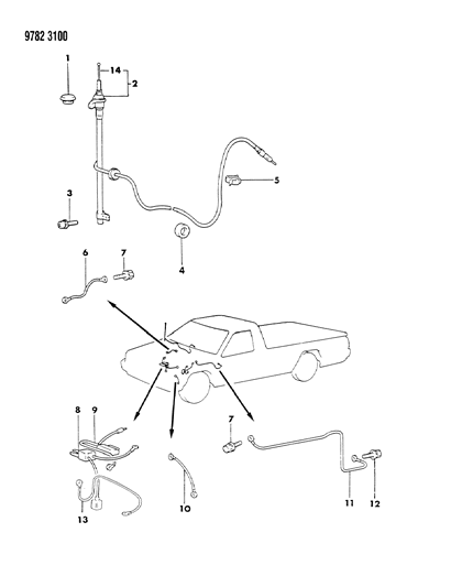 1989 Dodge Ram 50 Power Antenna Diagram for MB415350