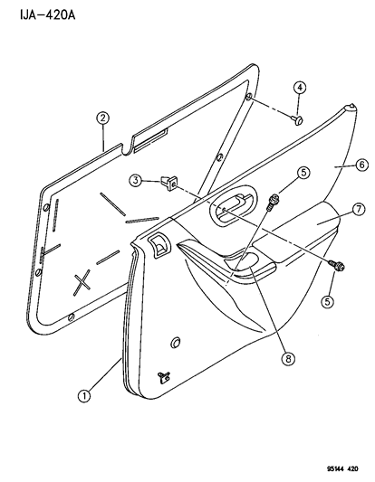 1995 Chrysler Cirrus Panel, Rear Door Diagram for HW75RC3