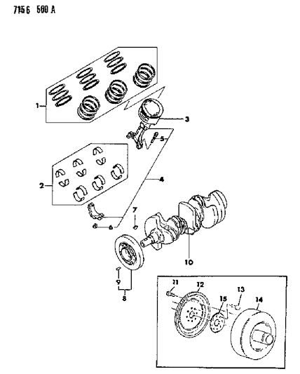1987 Dodge Caravan Ring Set, Piston (Standard) Diagram for MD104923