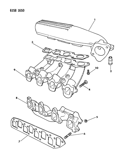 1986 Chrysler LeBaron Base Manifolds - Intake & Exhaust Diagram 2 - Thumbnail