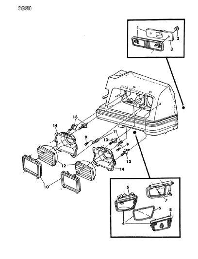 1985 Dodge Omni Lamps - Front Diagram 1 - Thumbnail