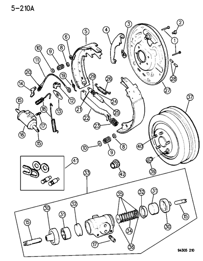 1994 Dodge Ram Wagon Brakes, Rear Diagram 1 - Thumbnail