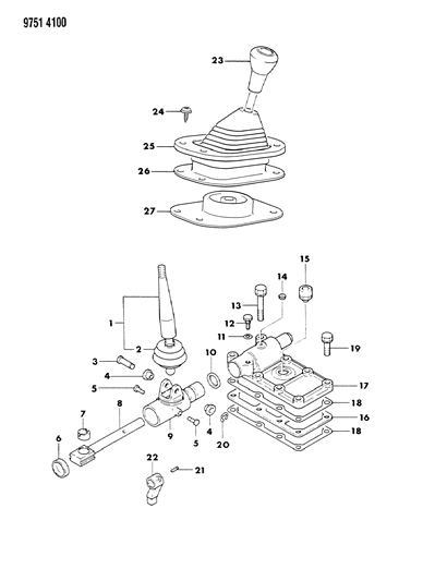 1989 Dodge Ram 50 Control, Shift Transfer Case of Automatic Transmission Diagram
