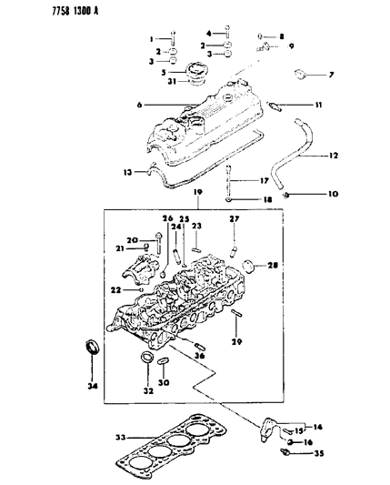 1987 Dodge Colt Cylinder Head Diagram 1 - Thumbnail