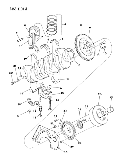 1986 Chrysler New Yorker Crankshaft, Pistons And Torque Converter Diagram 1 - Thumbnail