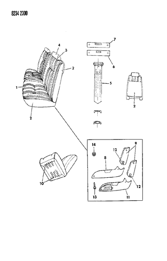 1988 Chrysler LeBaron Base Front Seat Diagram 3 - Thumbnail