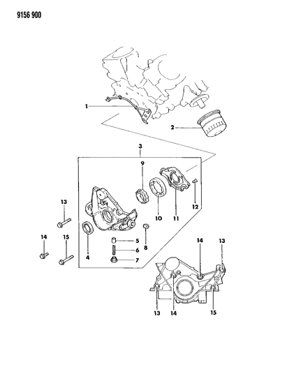 1989 Dodge Caravan Oil Pump & Oil Filter Diagram