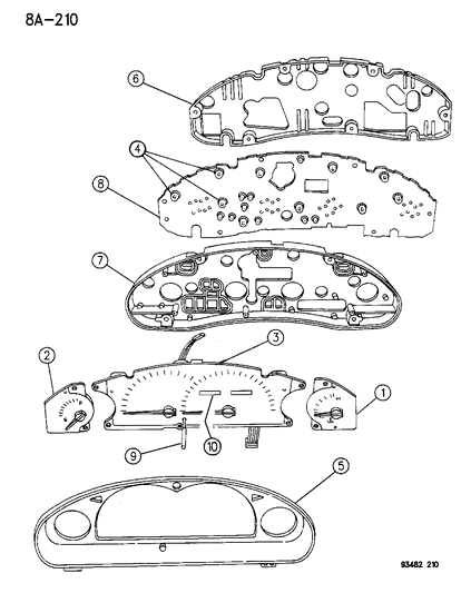 1994 Dodge Intrepid Cluster, Instrument Panel Diagram 2 - Thumbnail