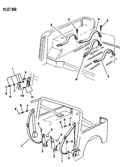 1991 Jeep Wrangler Buckle, Black Diagram for 55027661