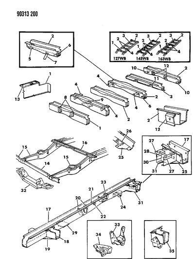1993 Dodge Ram Wagon Sleeve, Under Body Rear Shock Absorber Mounting Diagram for 4351044