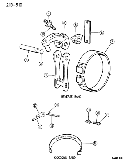 1994 Dodge Ram Wagon Bands , Reverse & Kickdown With Linkage Diagram 2 - Thumbnail