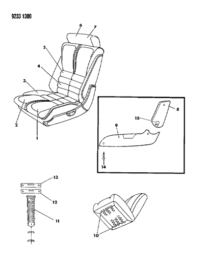 1989 Chrysler LeBaron GTC Front Seat Diagram 3 - Thumbnail