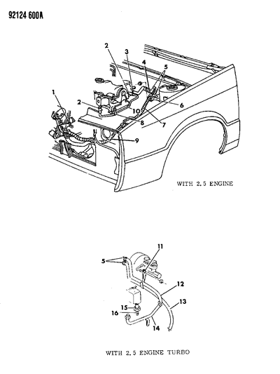 1992 Chrysler LeBaron GTC Plumbing - Heater Diagram 1 - Thumbnail