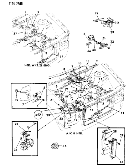 1987 Dodge Caravan Plumbing - A/C & Heater Diagram 1 - Thumbnail