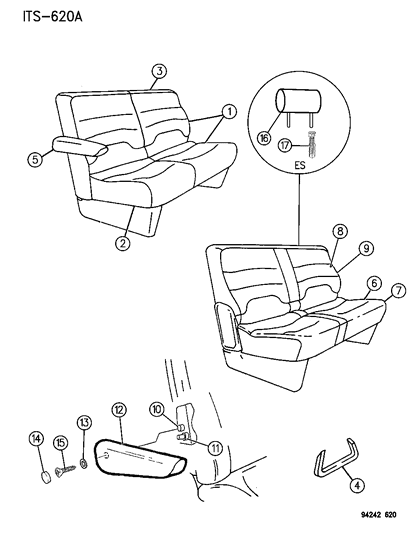 1994 Dodge Grand Caravan Rear Seat Diagram 6 - Thumbnail