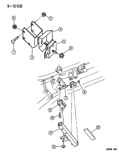 1992 Dodge Viper Front Mount Bracket Diagram for 4796376