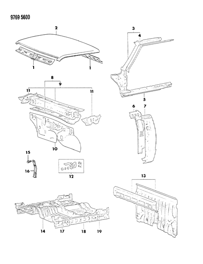 1989 Dodge Ram 50 Floor Pan & Dash Panel Diagram