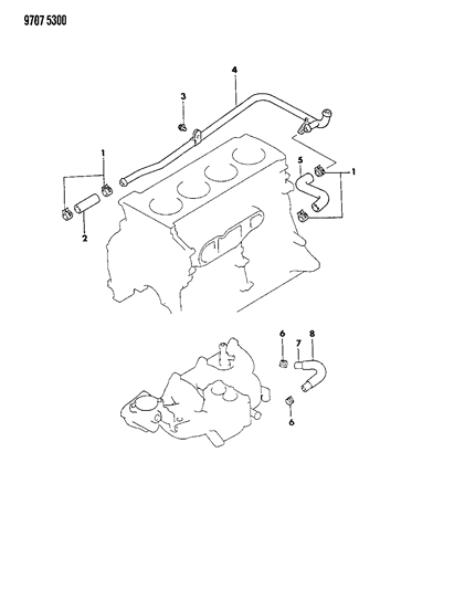 1989 Dodge Ram 50 Water Hose & Pipe Diagram 2 - Thumbnail