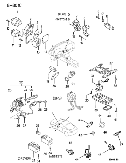 1996 Chrysler Sebring Sensor, Intake Air Temperature, 4.0-5.2 Engine Diagram for 33004280