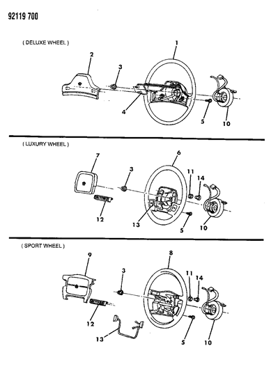 1992 Dodge Grand Caravan Driver Air Bag, Tan, Driver Side Diagram for EL40KV8