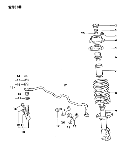 1992 Dodge Colt Stabilizer Bar Bushing Diagram for MB597604