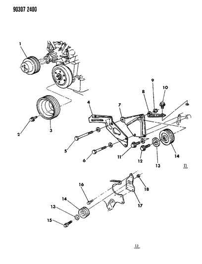 1990 Dodge Ram Wagon Drive Pulleys Diagram