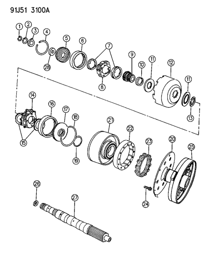 1993 Jeep Grand Wagoneer Gear Train & Intermediate Shaft Diagram 1 - Thumbnail