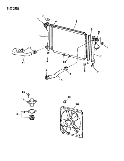 1989 Chrysler New Yorker Radiator & Related Parts Diagram 2 - Thumbnail