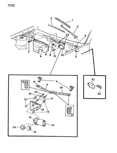 1985 Chrysler Laser Windshield Wiper System Diagram