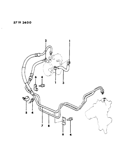 1985 Dodge Ram 50 Hose & Attaching Parts - Power Steering Diagram 1 - Thumbnail