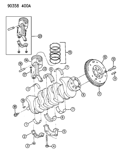 1993 Dodge Dakota Crankshaft , Pistons And Torque Converter Diagram 2 - Thumbnail