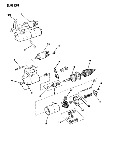 1993 Jeep Wrangler Starter & Mounting Diagram 1 - Thumbnail