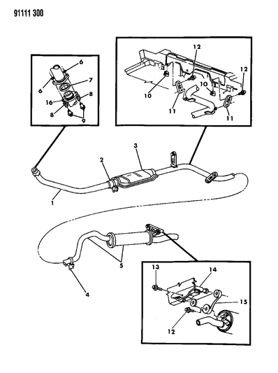 1991 Dodge Spirit Pipe, Tail W/Muffler Diagram for E0041459