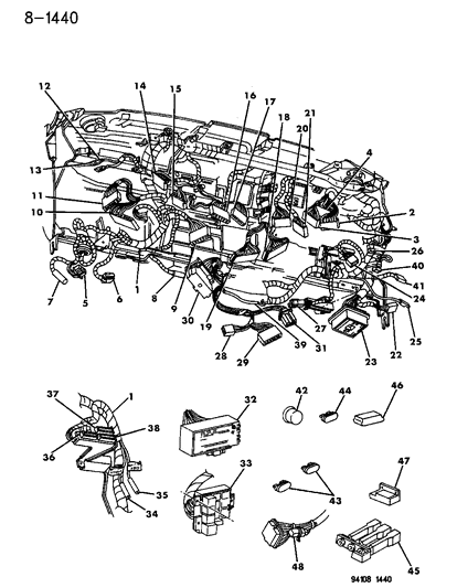 1994 Dodge Grand Caravan Fuse And Relay Block , (Service Assembly), Yellow Diagram for 6101488
