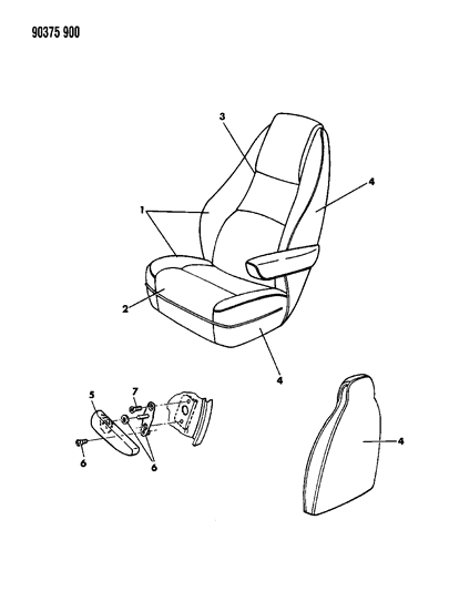 1993 Dodge Ram Wagon Front Seat Diagram 1 - Thumbnail