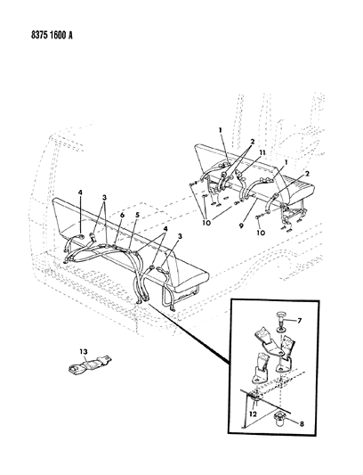 1989 Dodge Ram Van Belt, Rear Diagram for L696HR8