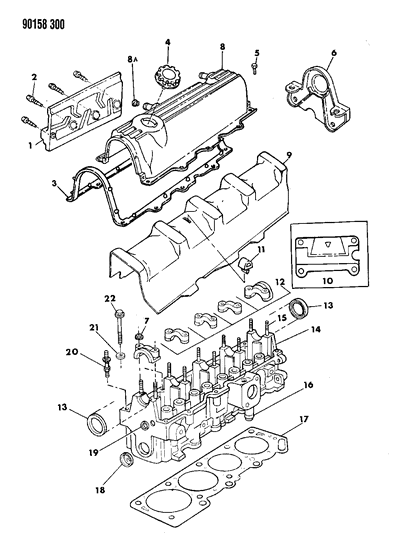1990 Chrysler LeBaron GTC Cylinder Head Diagram 1 - Thumbnail