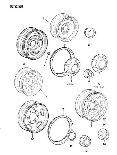 1990 Dodge Ram 50 Wheel Nut Diagram for MB057196