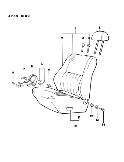 1984 Dodge Colt Front Seat Diagram 2 - Thumbnail