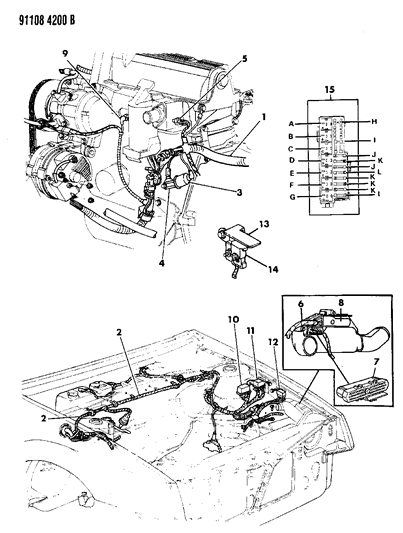 1991 Chrysler LeBaron GTC Wiring - Engine - Front End & Related Parts Diagram