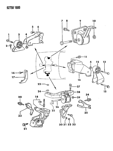 1994 Dodge Colt Engine Mounts & Supports Diagram 3 - Thumbnail