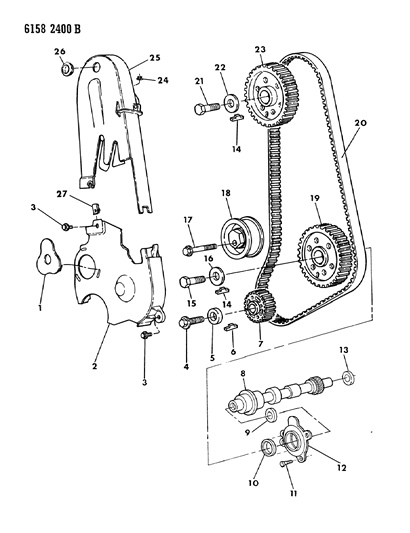 1986 Chrysler LeBaron Base Timing Belt & Cover & Intermediate Shaft Diagram